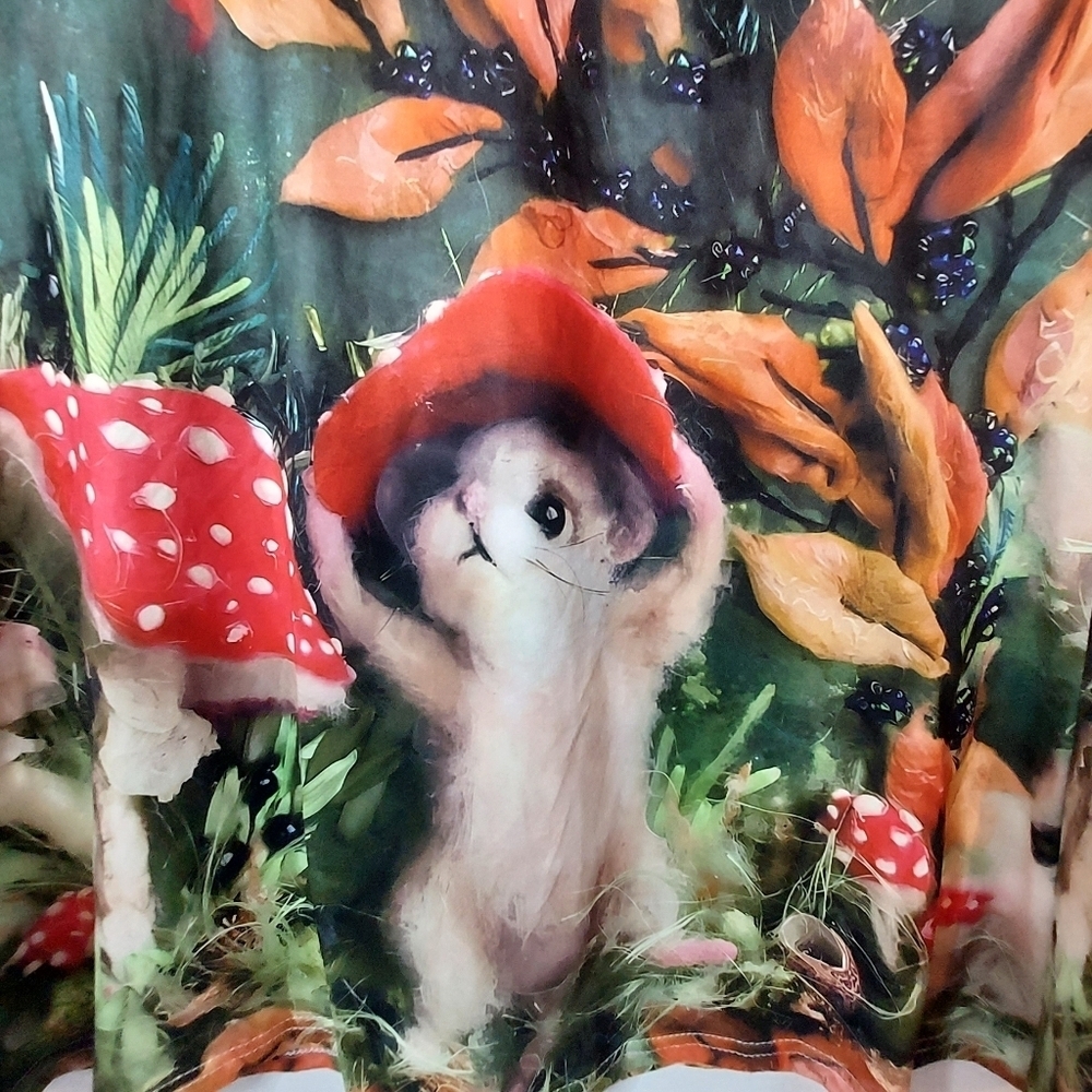 Whimsical Forest Scene Long Sleeve Top with Cute Mouse and Mushrooms - Picture 2 of 9
